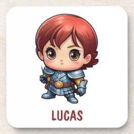 Comic Knight Personalized Kids Room Drink Coaster コースター