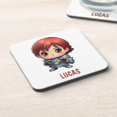 Comic Knight Personalized Kids Room Drink Coaster コースター (左側)