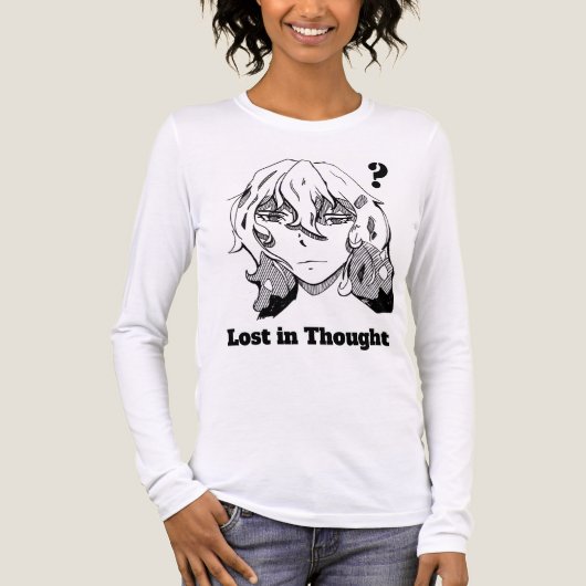 Comic lineart Lost in Thought トライブレンドTシャツ (正面)