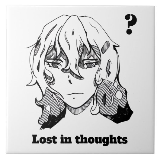 Comic lineart Lost in Thoughts タイル (正面)