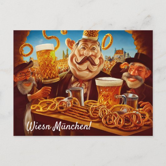 Comic Motiv zur Wiesn in München ポストカード (正面)