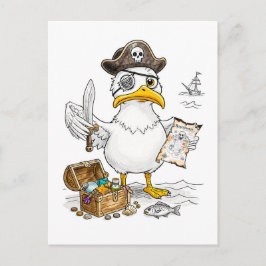 Comic Pirate Bird Treasure Hunt ポストカード