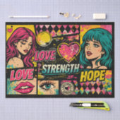 Comic Pop Art Decoupage Paper Love Strength Hope 薄葉紙 (クラフト)
