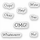 Comic Reaction Words | Funny Minimal Typography シール (正面)