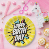 Comic Retro Happy Birthday! ペーパープレート (パーティー)