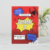 Comic Spider Theme Birthday Party Invitation 招待状 (スタンド正面)