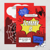 Comic Spider Theme Birthday Party Invitation 招待状 (正面/裏面)