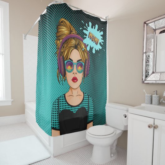 Comic Stil, Comic Style Pop Art Girls シャワーカーテン (インサイチュ)