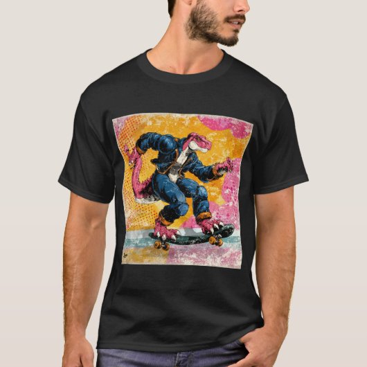 Comic Street Dino Skater in Blue Jacket Tシャツ (正面)