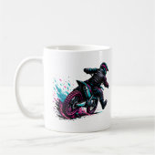 Comic Style Motocross Rider Mud Splash  コーヒーマグカップ (左)