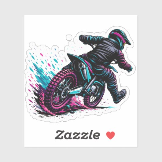 Comic Style Motocross Rider Mud Splash シール (シート)