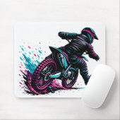 Comic Style Motocross Rider Mud Splash マウスパッド (マウス)