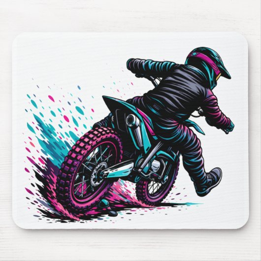 Comic Style Motocross Rider Mud Splash マウスパッド (正面)