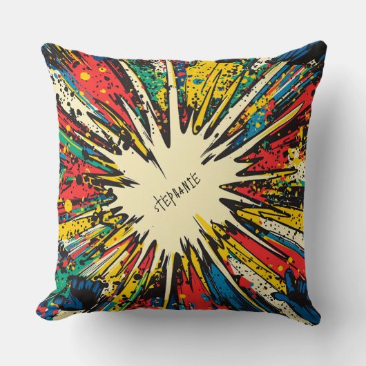 Comic Style Pop Art Explosion (2) クッション (正面)