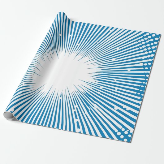 Comic Style Pop Art Explosion - Blue and White ラッピングペーパー (アンロールド)