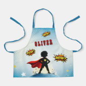 Comic Style Superhero Boy's Name  エプロン (正面)