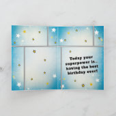 Comic Style Superhero Boy's Name Birthday カード (内部)