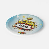 Comic Style Superhero Boy's Name Birthday Party ペーパープレート (アングル)