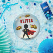 Comic Style Superhero Boy's Name Birthday Party ペーパープレート (パーティー)