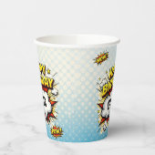 Comic Style Superhero Boy's Name Birthday Party  紙コップ (左)