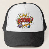 Comic Style Trucker Hat – Retro Pop Art Explosion キャップ (正面)