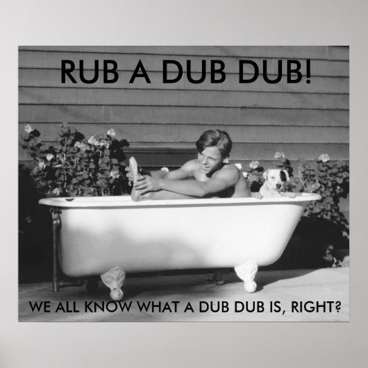 Comical Poster of Boy Bathing With His Dog ポスター (正面)