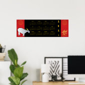 Comics Chinese Ox Year 2021 Calendar 36x12 Poster ポスター (ホームオフィス)