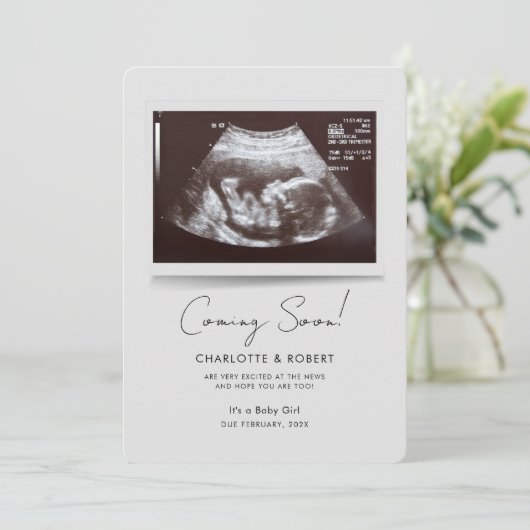 Coming Soon Baby Scan Pregnancy 案内状 (スタンド正面)