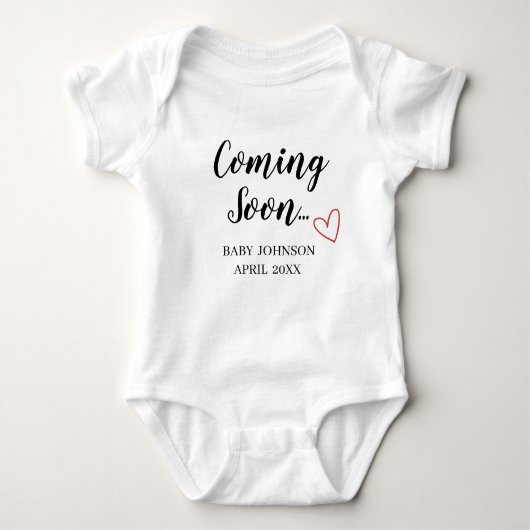 Coming Soon New Baby Announcement Baby Bodysuit ベビーボディスーツ (正面)