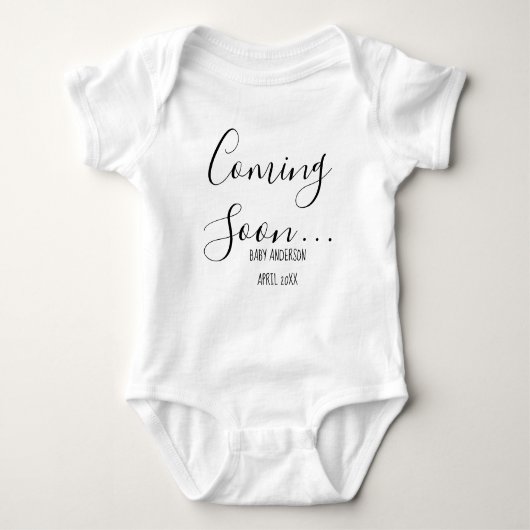 Coming Soon | Pregnancy Announcement baby jumpsuit ベビーボディスーツ (正面)
