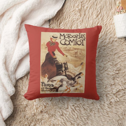 Comiot Motocyclesの女性およびガチョウの広告宣伝ポスター クッション (ブランケット)