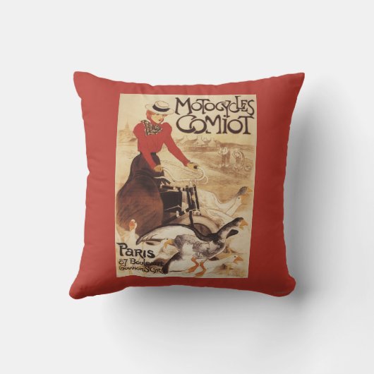Comiot Motocyclesの女性およびガチョウの広告宣伝ポスター クッション (裏面)