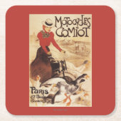 Comiot Motocyclesの女性およびガチョウの広告宣伝ポスター スクエアペーパーコースター (正面)