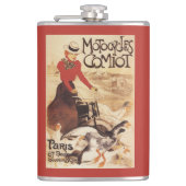 Comiot Motocyclesの女性およびガチョウの広告宣伝ポスター フラスク (正面)