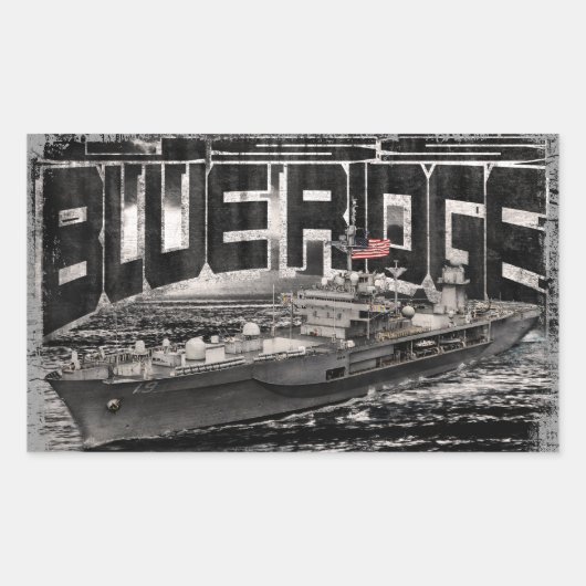 Command ship Blue Ridge Rectangleステッカー 長方形シール (正面)
