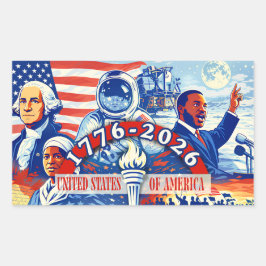 Commemorative 1776-2026 USA Semiquincentennial  長方形シール