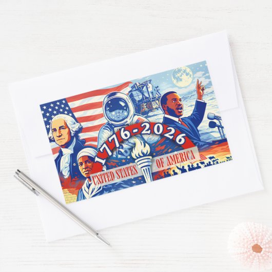Commemorative 1776-2026 USA Semiquincentennial 長方形シール (封筒)