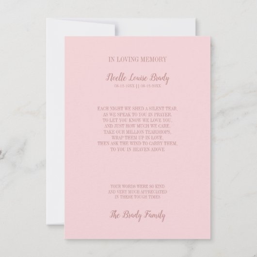 Commemorative Celebration of Life Pink Faux Marble (裏面)