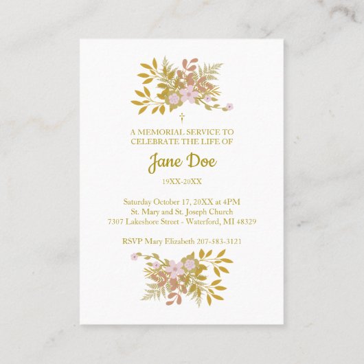 Commemorative Dear Ones Floral in Pink / Gold 名刺 (裏面)