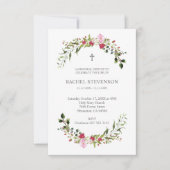 Commemorative In memoriam Floral in Pink & Red 招待状 (正面)