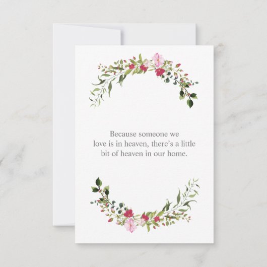 Commemorative In memoriam Floral in Pink & Red 招待状 (裏面)