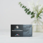 Commercial Building Contractors | Dark Minimalist 名刺 (スタンド正面)