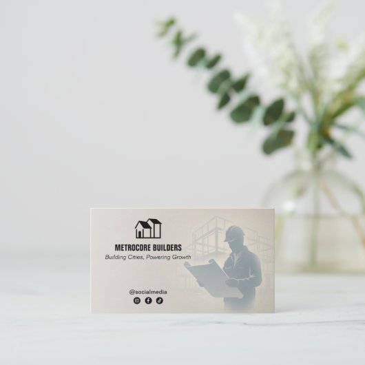 Commercial Building Contractors | Gray Sketch 名刺 (スタンド正面)