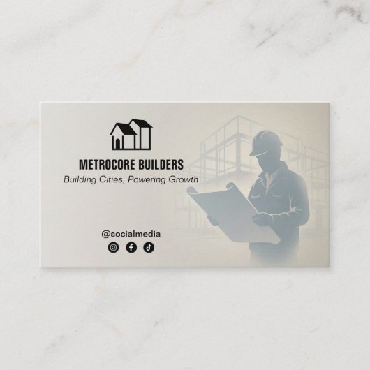 Commercial Building Contractors | Gray Sketch 名刺 (正面)