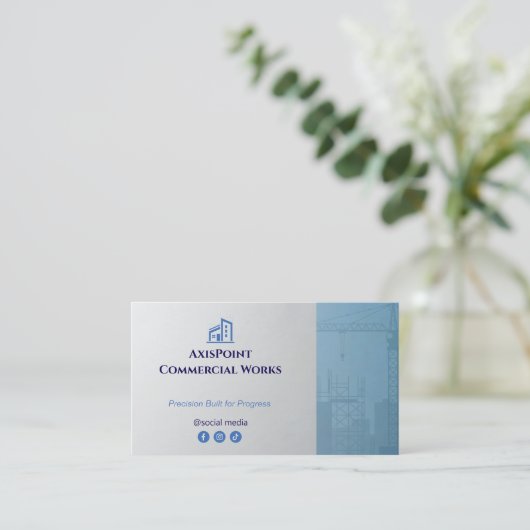 Commercial Building Contractors | Grey Minimalist 名刺 (スタンド正面)