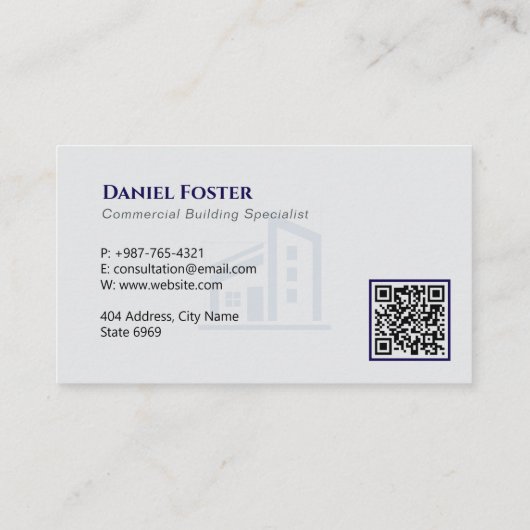 Commercial Building Contractors | Grey Minimalist 名刺 (裏面)