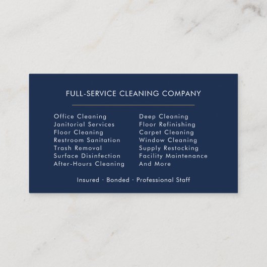 Commercial Janitorial Cleaning Photo 名刺 (裏面)