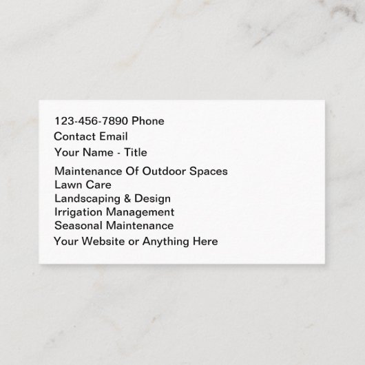 Commercial Landscaping Team Services 名刺 (裏面)