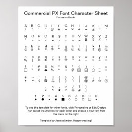 Commercial PX Font Character Sheet for Zazzle ポスター