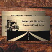 Commercial Truck Driver and Highway QR Code Gold 名刺